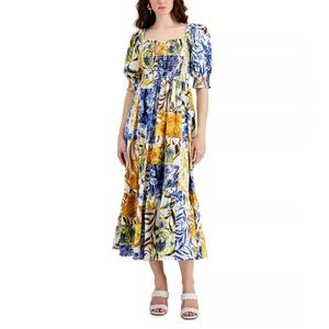 156 INC International Concepts Puff-Sleeve Print Dress